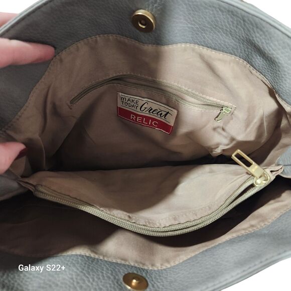 Relic Vintage Leather Shoulder Bag Retro Leather Western Cowgirl Equestrian Grey - Picture 3 of 6